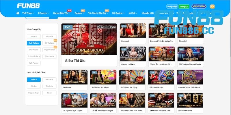 Live Casino Fun88 - Mang Đến Một Sòng Bạc Chuẩn Châu Âu 5 Evo - Sảnh live casino Fun88 tuyệt vời